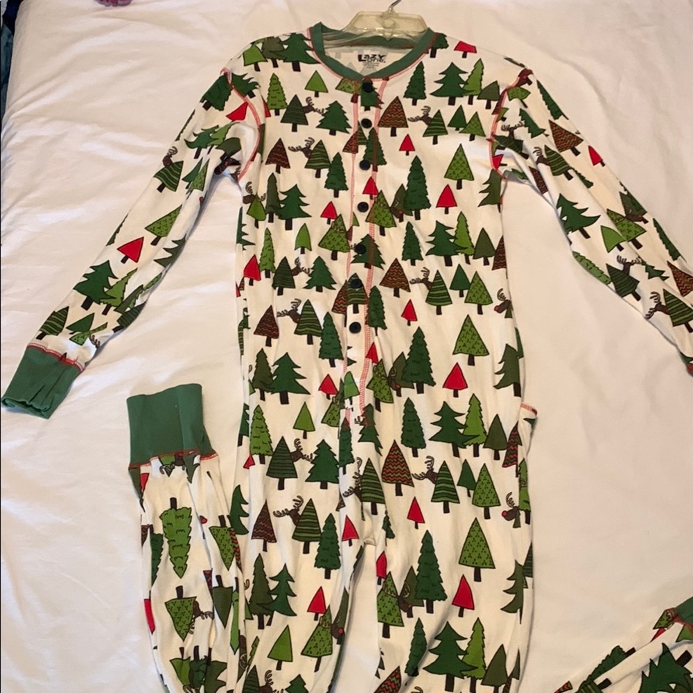 Festive Tree Print Onesie Pajamas